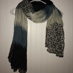 Black, Blue and White Pattern Scarf